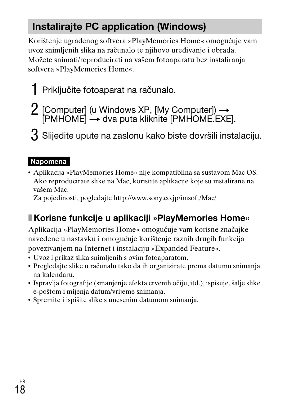 Instalirajte pc application (windows) | Sony DSC-W620 User Manual | Page 354 / 435