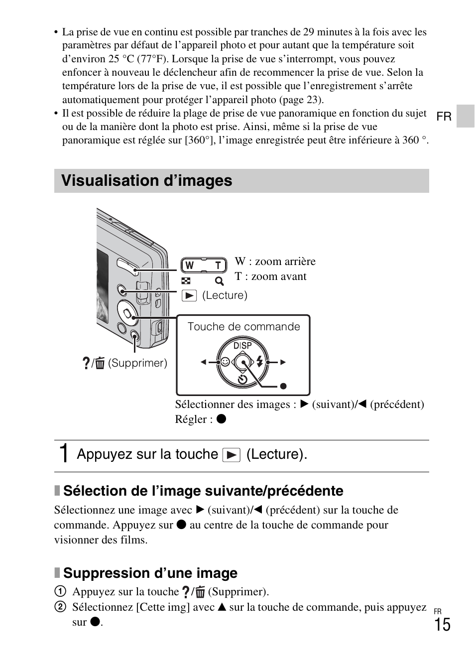 Visualisation d’images | Sony DSC-W620 User Manual | Page 39 / 435