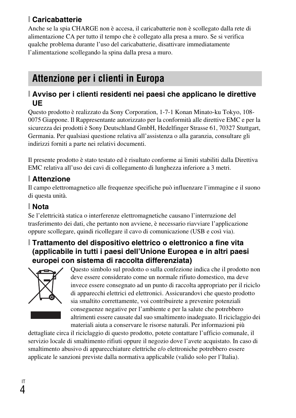 Attenzione per i clienti in europa | Sony DSC-W620 User Manual | Page 52 / 435