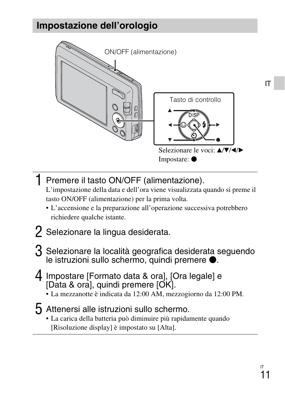 Impostazione dell’orologio | Sony DSC-W620 User Manual | Page 59 / 435