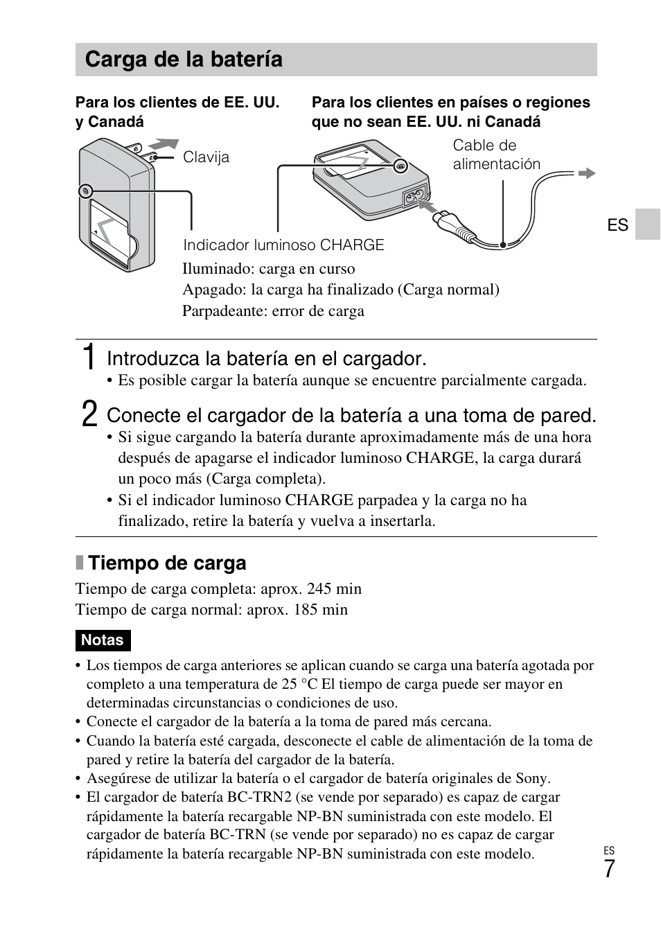 Carga de la batería | Sony DSC-W620 User Manual | Page 77 / 435