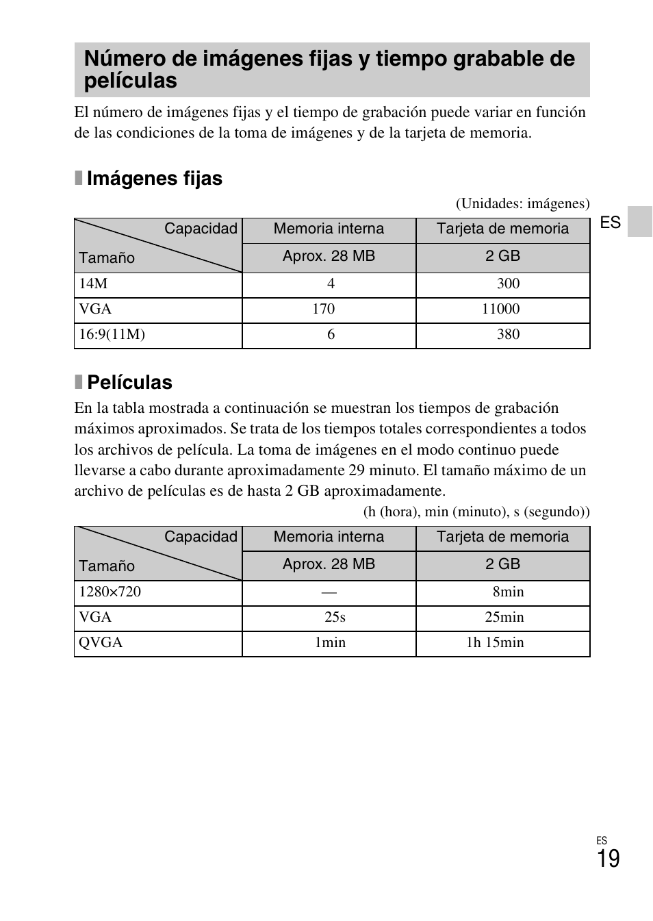 Ximágenes fijas, Xpelículas | Sony DSC-W620 User Manual | Page 89 / 435
