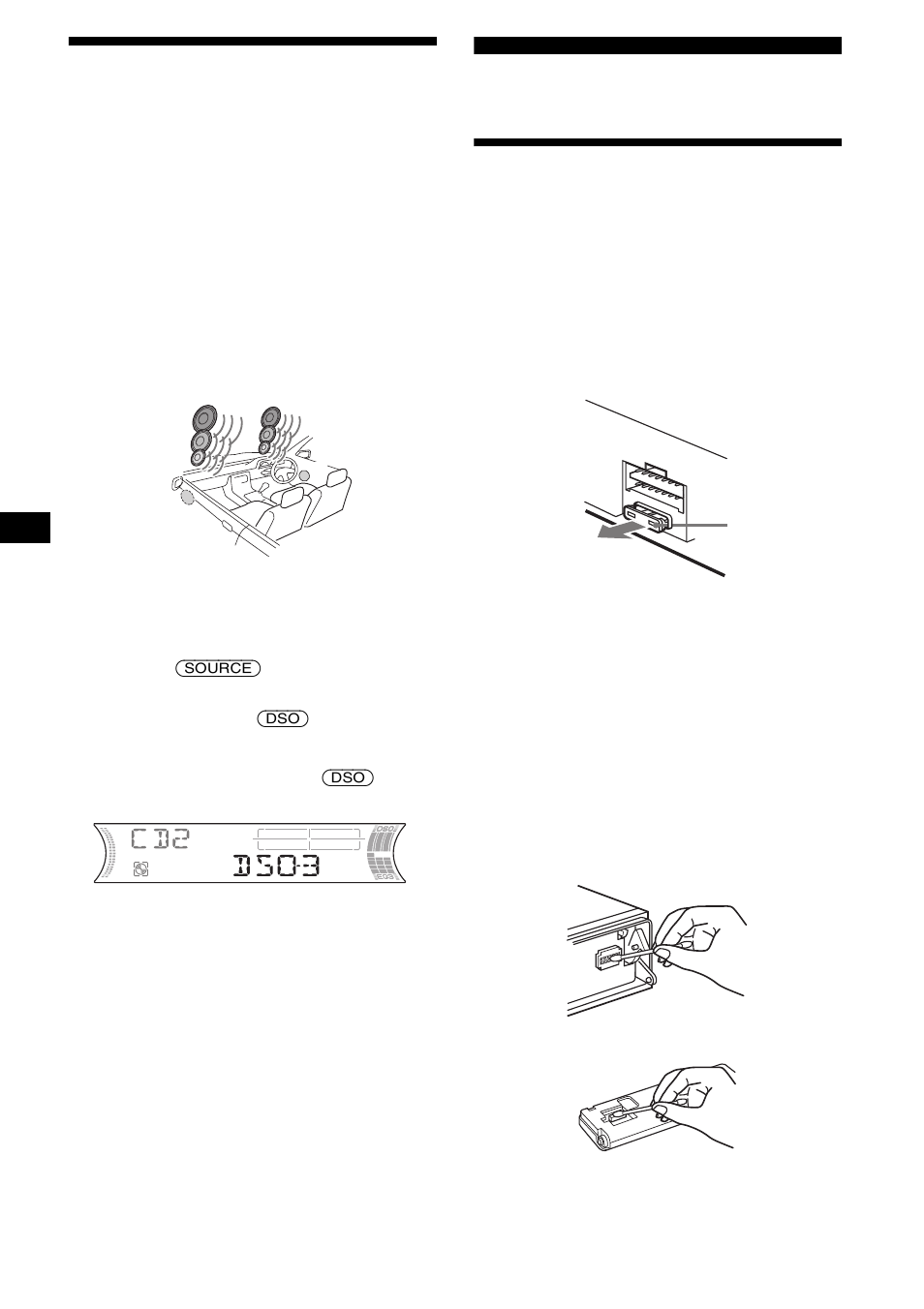 Informazioni aggiuntive, Manutenzione, Impostazione della funzione dso | Dynamic soundstage organizer) | Sony CDX-F5000C User Manual | Page 112 / 152