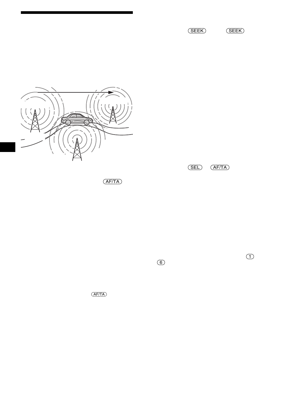 Af (fréquence alternative), Resyntonisation automatique pour une, Meilleure réception — af (fréquence alternative) | Sony CDX-F5000C User Manual | Page 74 / 152