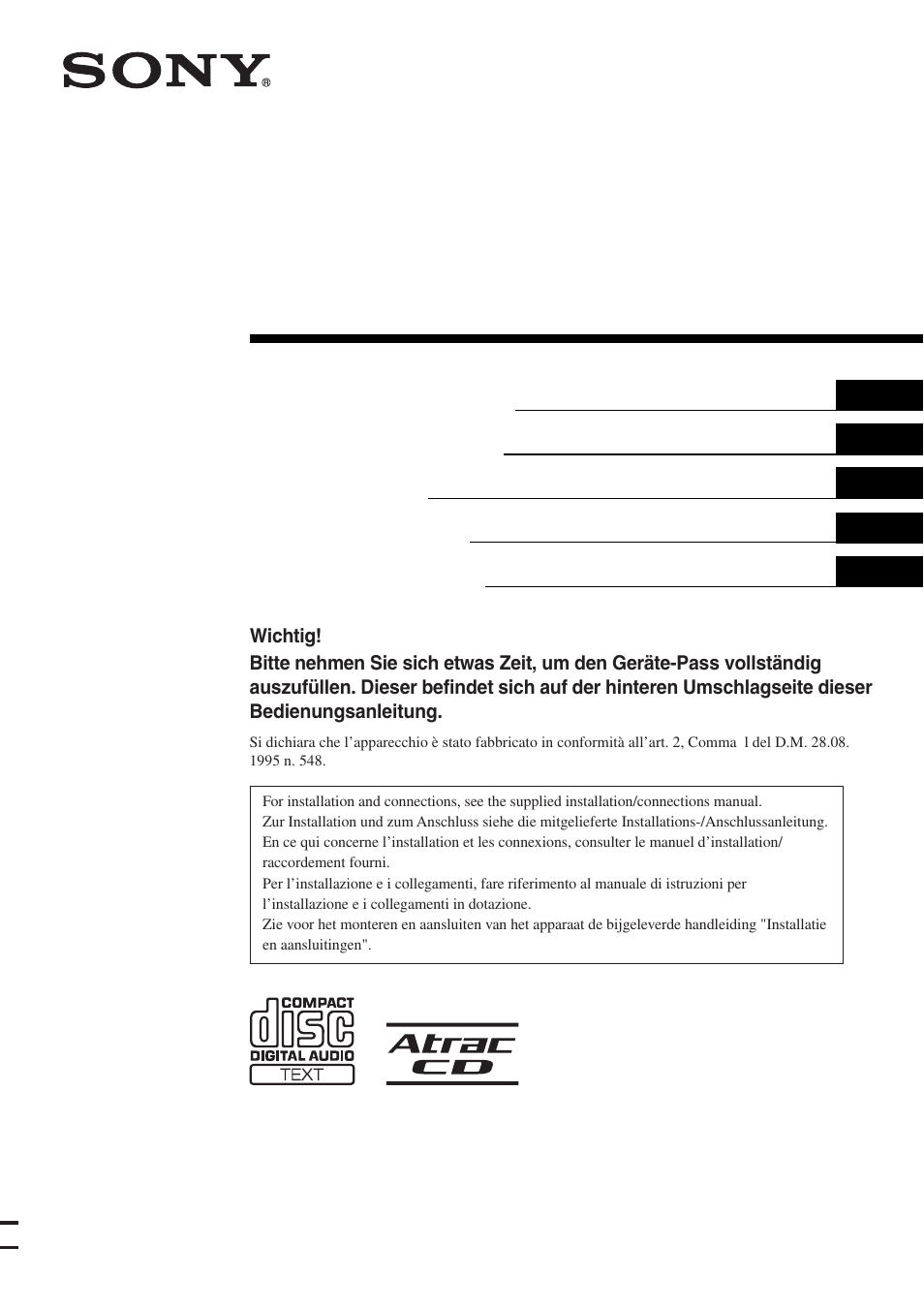 Sony CDX-S2250S User Manual | 92 pages