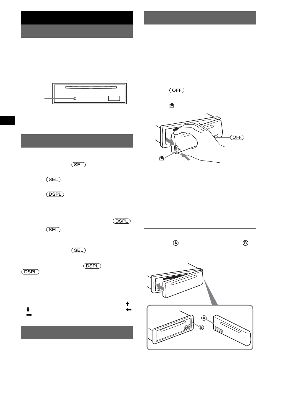 Getting started, Resetting the unit, Setting the clock | Demo mode, Detaching the front panel, Attaching the front panel | Sony CDX-S2250S User Manual | Page 4 / 92