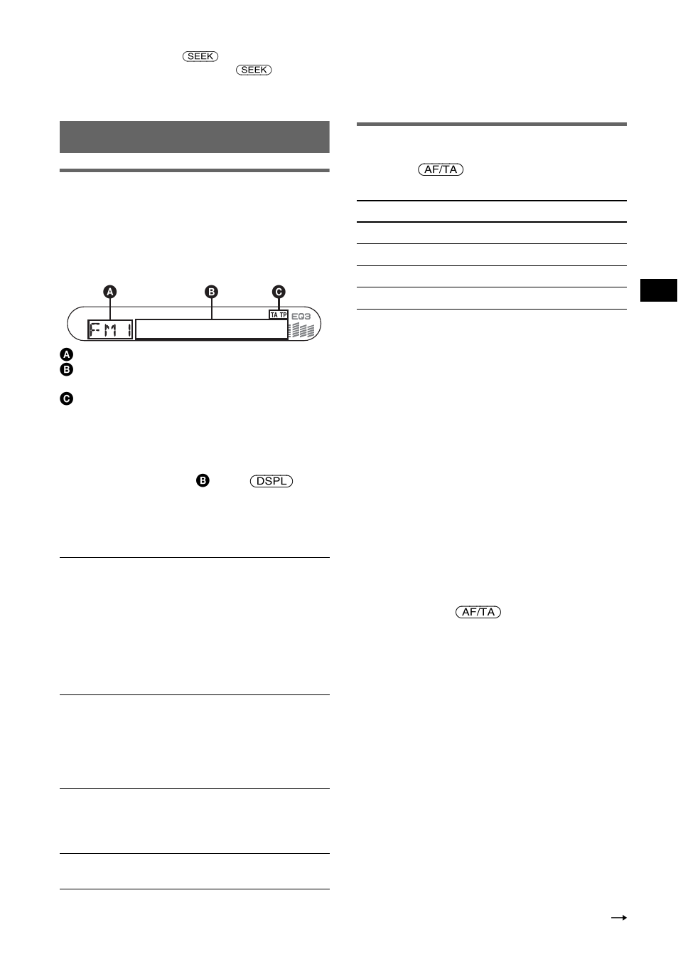 Overview, Setting af and ta/tp, Overview setting af and ta/tp | Setting af and ta/tp 1 | Sony CDX-S2250S User Manual | Page 7 / 92