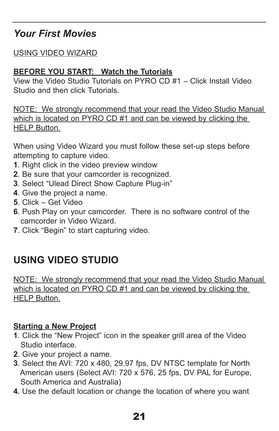 21 your first movies, Using video studio | ADS Technologies PYRO Digital Video None User Manual | Page 21 / 33