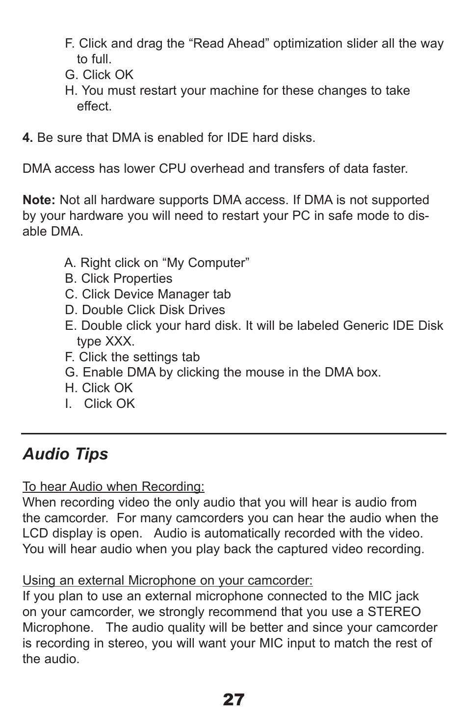 Audio tips | ADS Technologies PYRO Digital Video None User Manual | Page 27 / 33