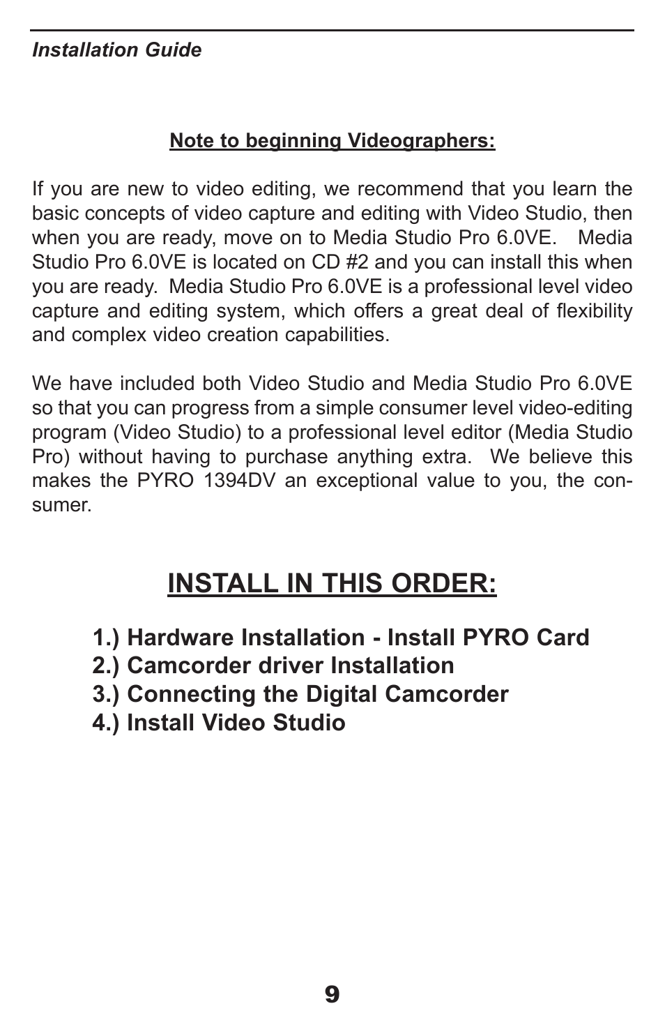 Install in this order | ADS Technologies PYRO Digital Video None User Manual | Page 9 / 33