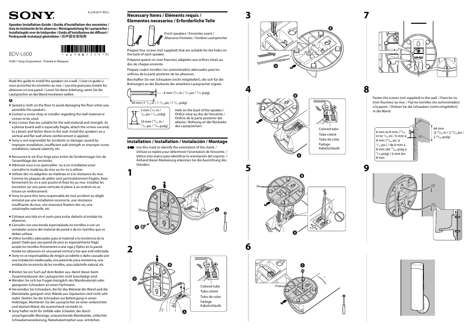 Sony BDV-L600 User Manual | 2 pages