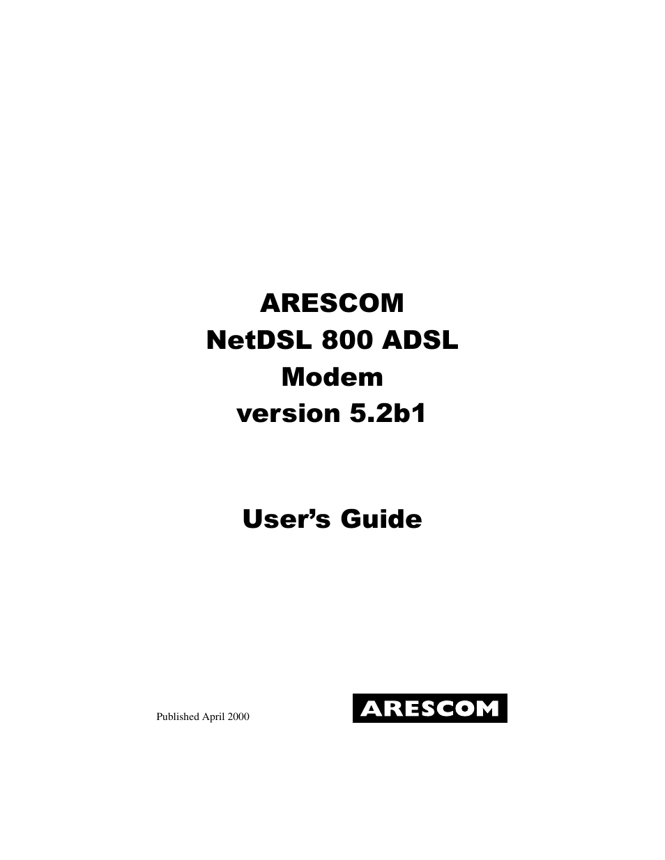 ADS Technologies NetDSL 800 ADSL Modem version 5.2b1 User Manual | 63 pages