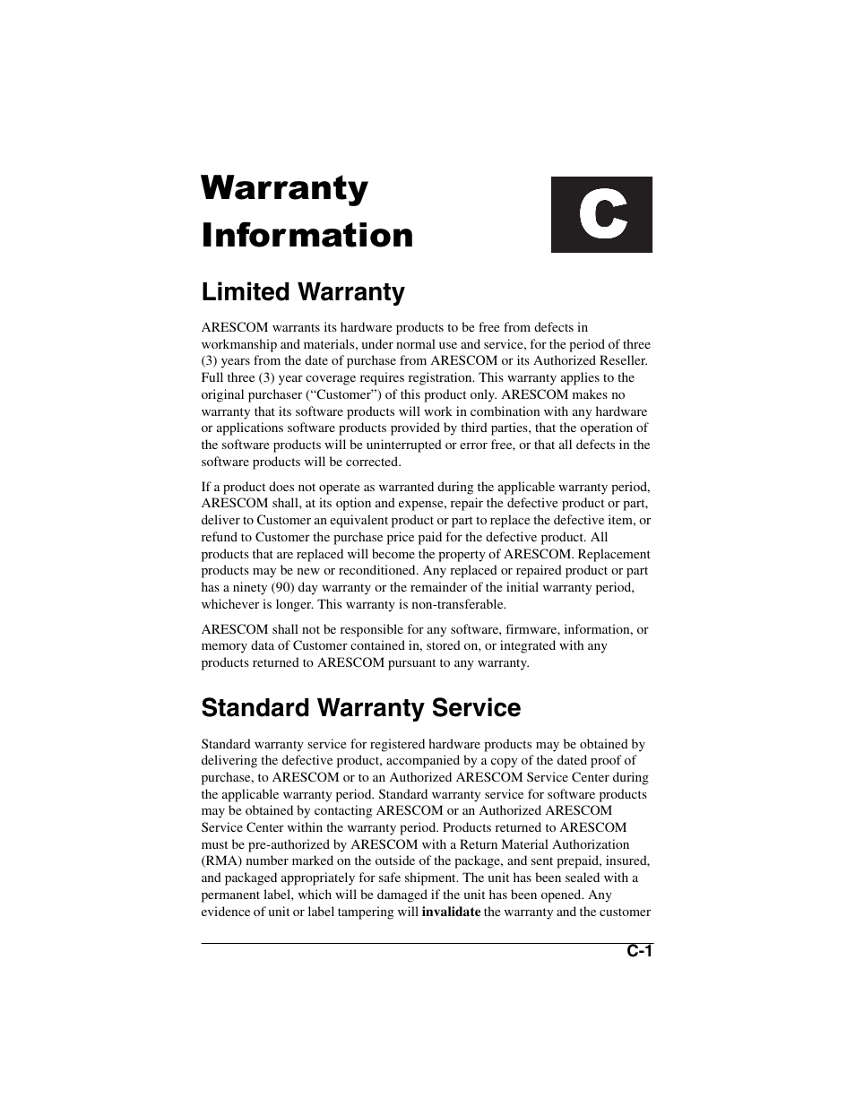 Heading1 - warranty, Heading1 - information, Heading2 - limited warranty | Heading2 - standard warranty service | ADS Technologies NetDSL 800 ADSL Modem version 5.2b1 User Manual | Page 59 / 63