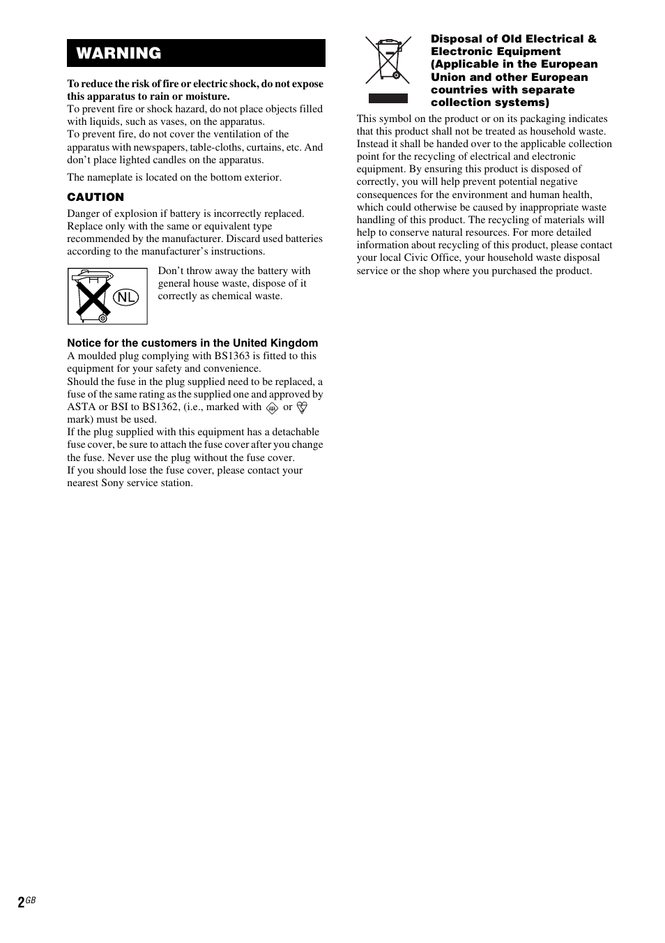 Warning | Sony CPF-MP001 User Manual | Page 2 / 100