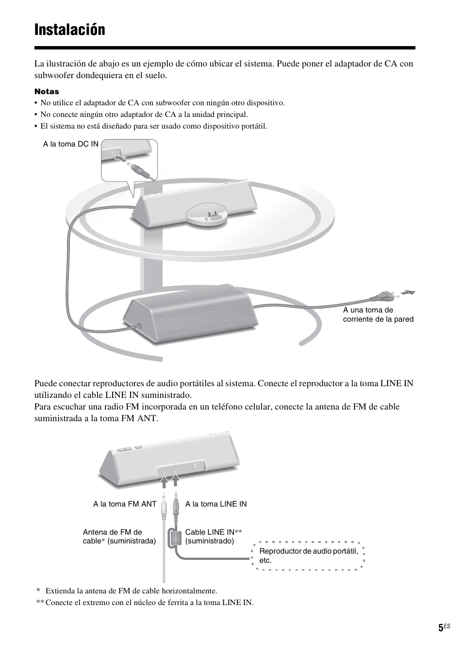 Instalación | Sony CPF-MP001 User Manual | Page 21 / 100