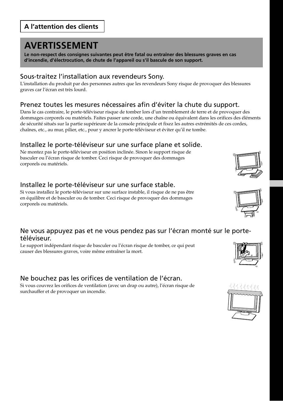 Avertissement | Sony SU-P50T2 User Manual | Page 13 / 132
