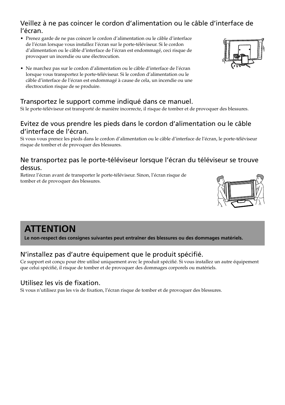 Attention | Sony SU-P50T2 User Manual | Page 14 / 132