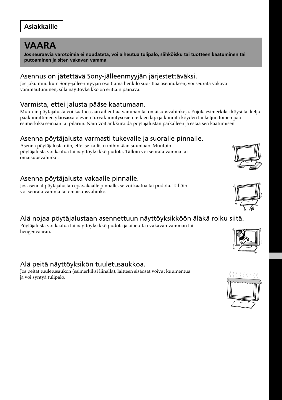Vaara | Sony SU-P50T2 User Manual | Page 73 / 132