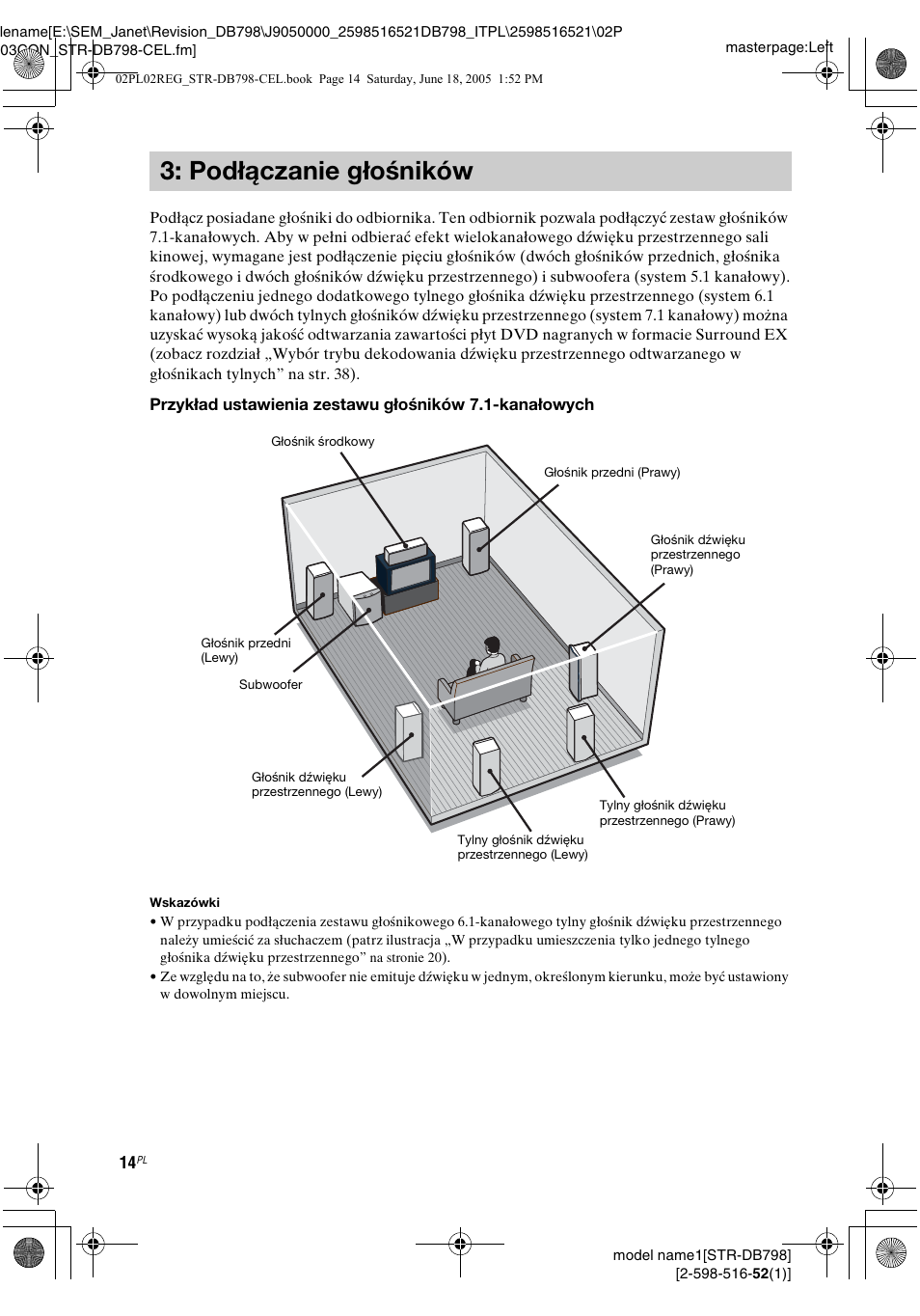 Podłączanie głośników | Sony STR-DB798 User Manual | Page 82 / 144