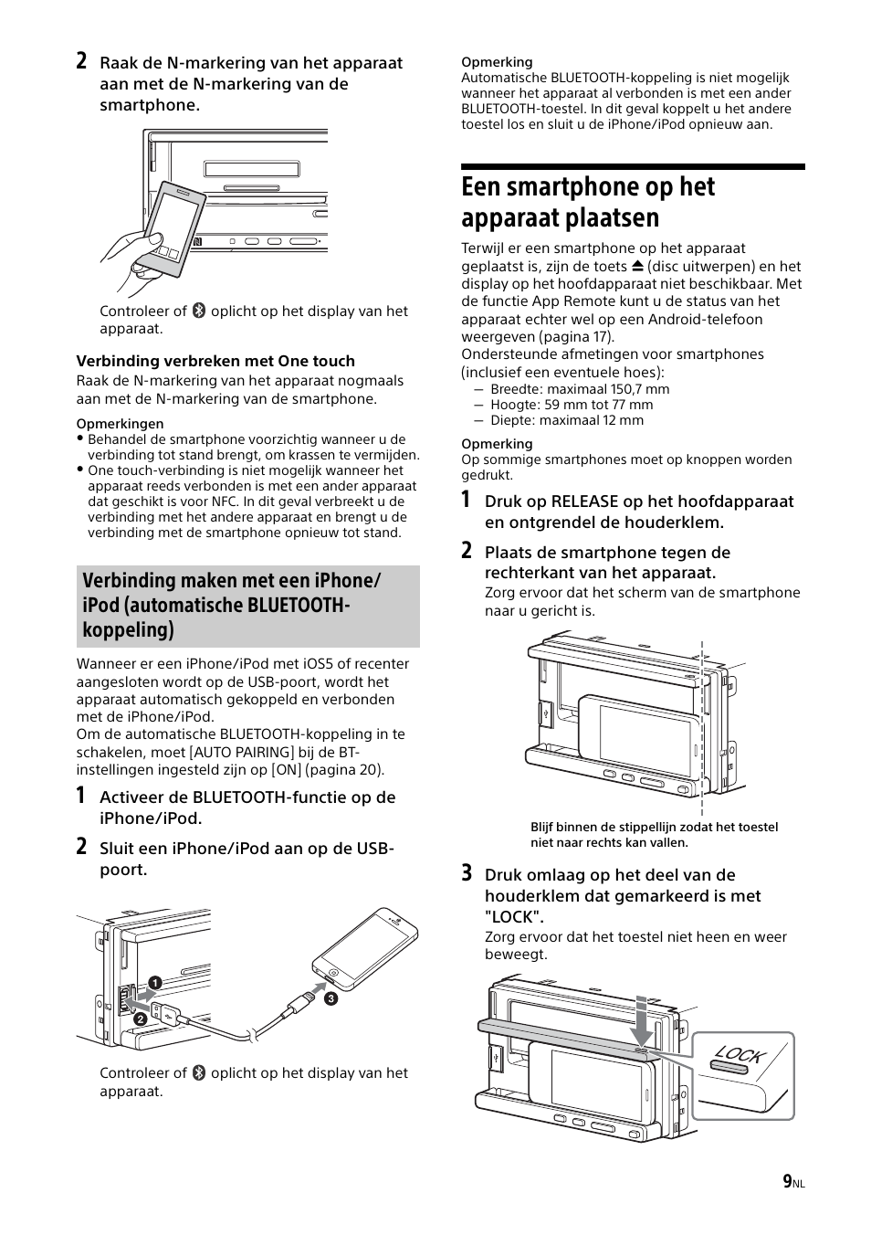 Een smartphone op het apparaat plaatsen | Sony XSP-N1BT User Manual | Page 125 / 148