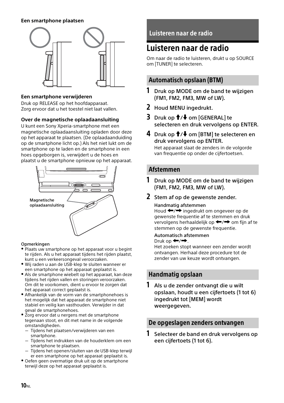 Luisteren naar de radio | Sony XSP-N1BT User Manual | Page 126 / 148