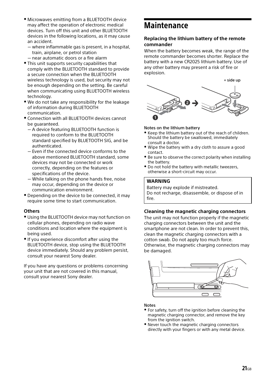 Maintenance | Sony XSP-N1BT User Manual | Page 21 / 148