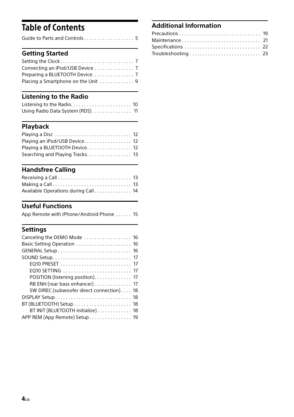 Sony XSP-N1BT User Manual | Page 4 / 148