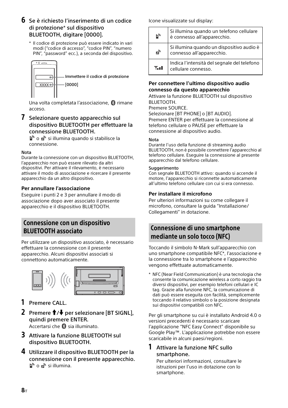 Connessione con un dispositivo bluetooth associato | Sony XSP-N1BT User Manual | Page 94 / 148