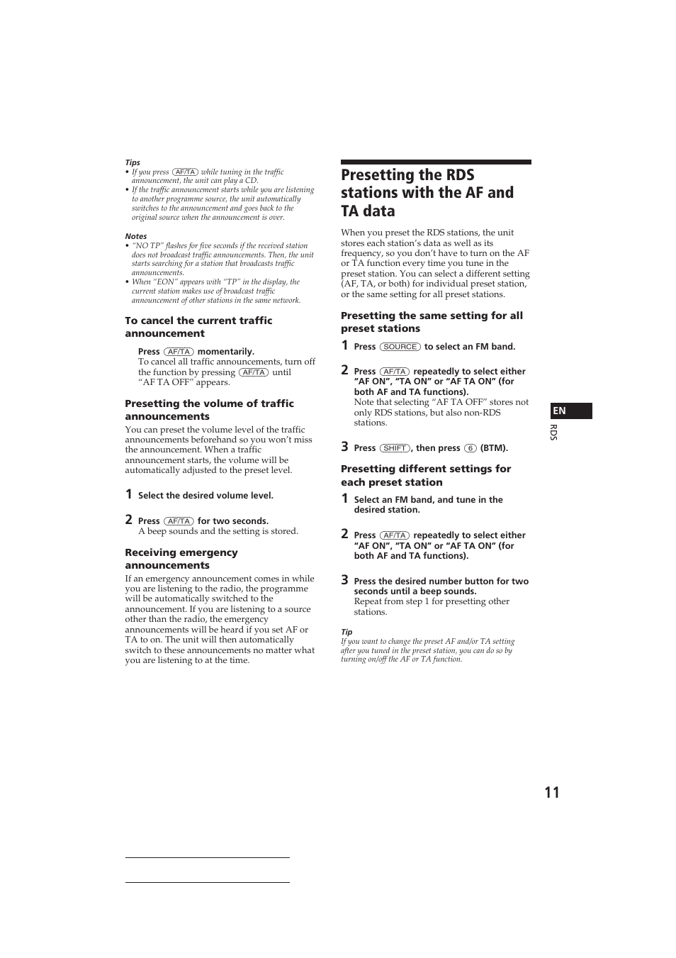 Sony CDX-C810DSP User Manual | Page 11 / 129