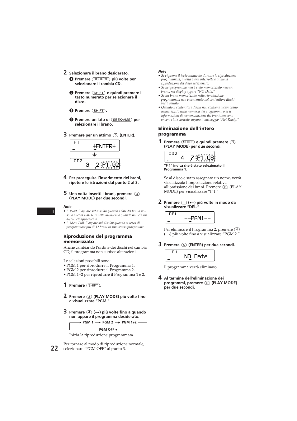 3 2 p1.‚2, Enter, 4 7 p1.‚8 | Pgm1, No data | Sony CDX-C810DSP User Manual | Page 117 / 129