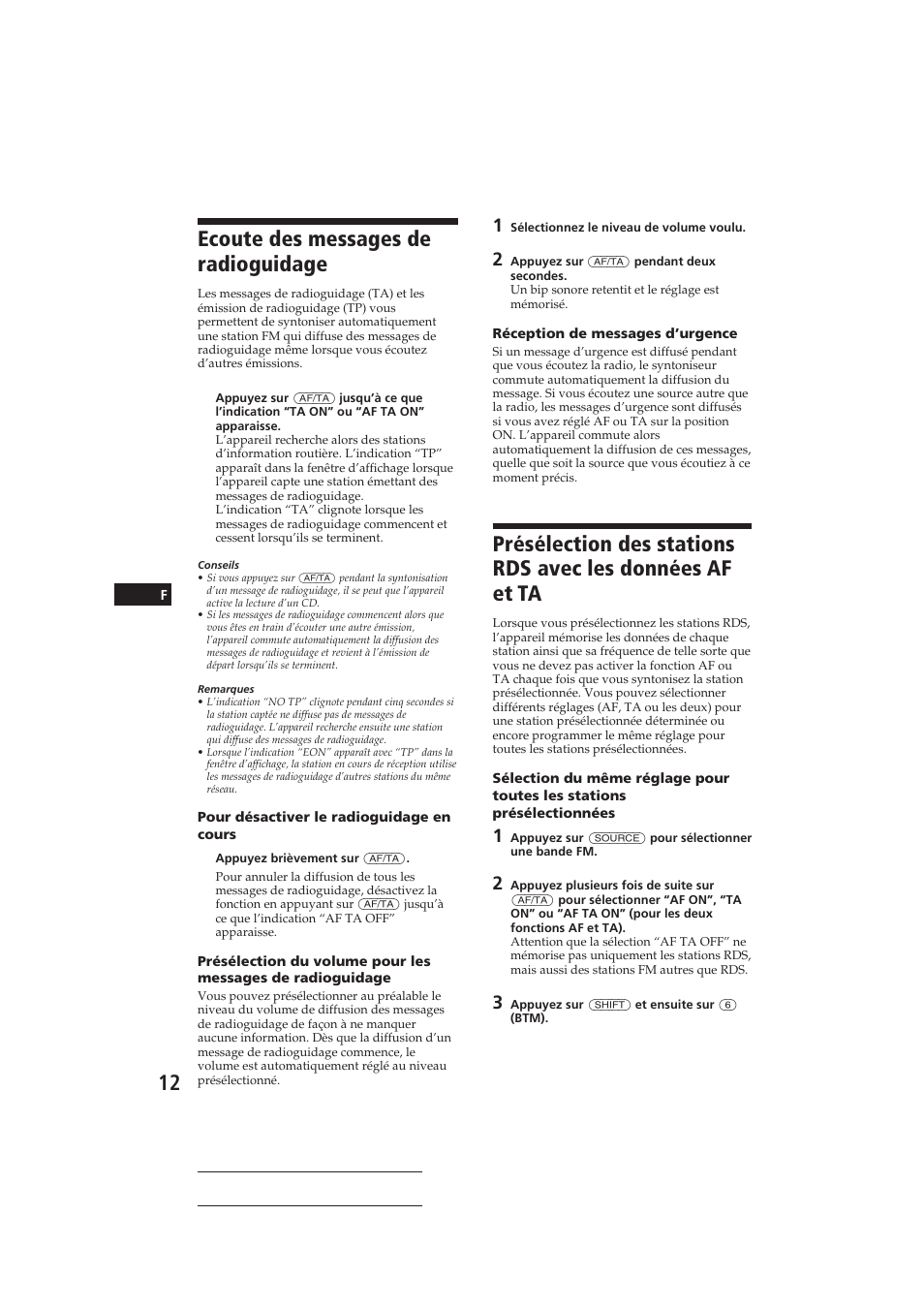 Ecoute des messages de radioguidage | Sony CDX-C810DSP User Manual | Page 42 / 129