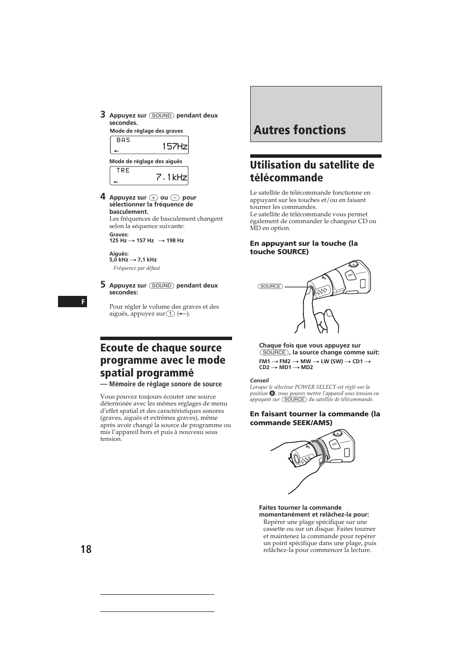 Autres fonctions, Utilisation du satellite de télécommande, 1khz | Sony CDX-C810DSP User Manual | Page 48 / 129
