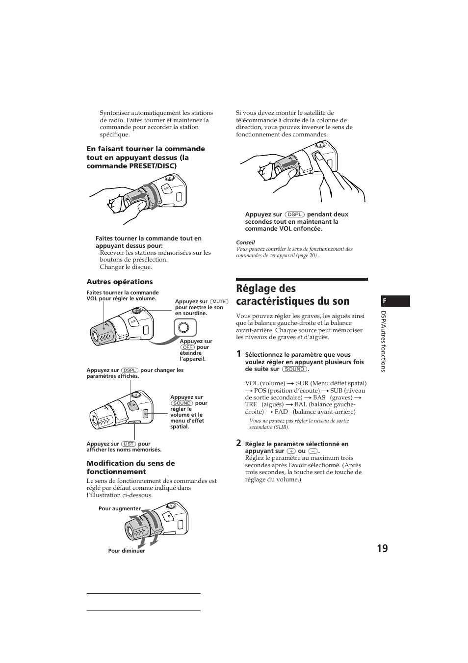 Réglage des caractéristiques du son | Sony CDX-C810DSP User Manual | Page 49 / 129