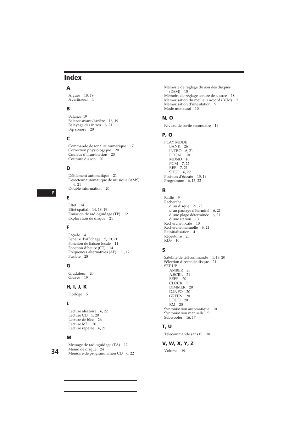 Index | Sony CDX-C810DSP User Manual | Page 64 / 129