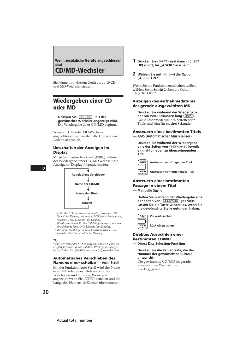 Cd/md-wechsler, Wiedergeben einer cd oder md | Sony CDX-C810DSP User Manual | Page 83 / 129