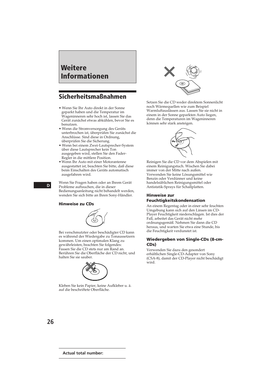 Weitere informationen, Sicherheitsmaßnahmen | Sony CDX-C810DSP User Manual | Page 89 / 129
