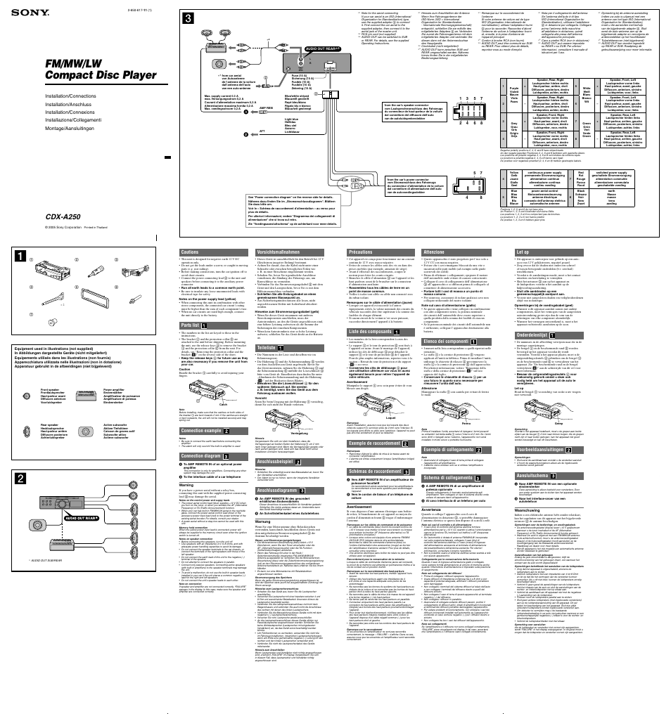 Sony CDX-A250 User Manual | 2 pages