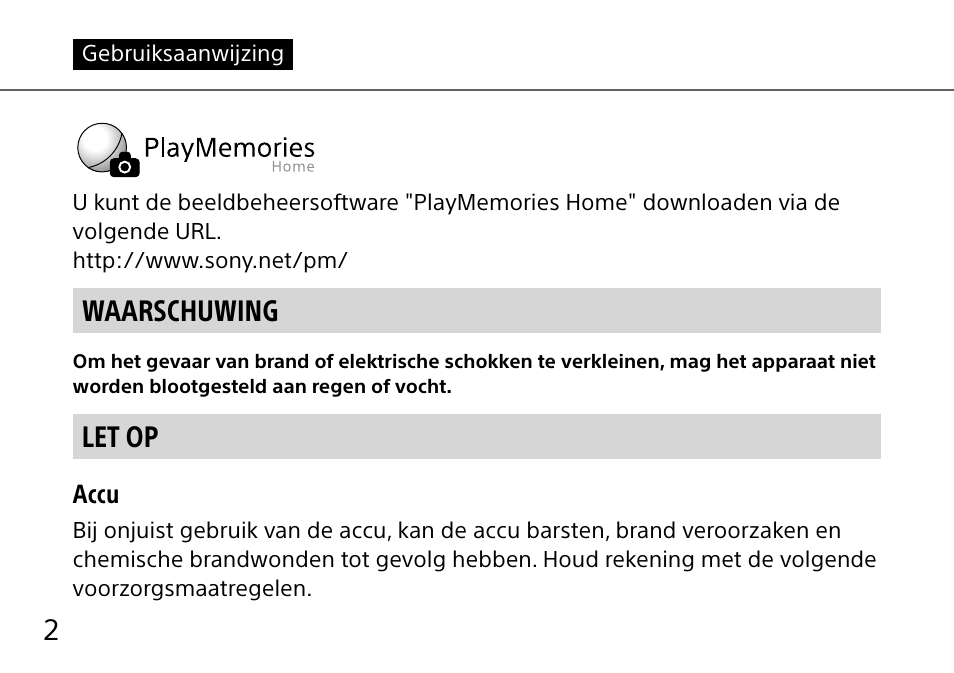 Nederlands, Waarschuwing, Let op | Sony DSC-QX10 User Manual | Page 156 / 363