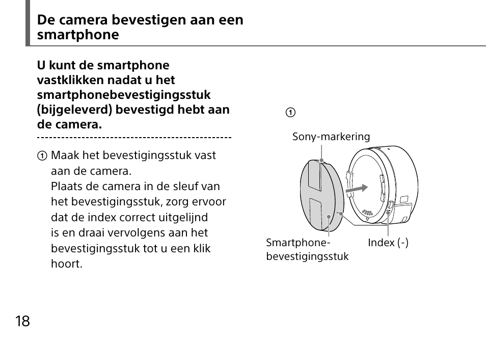 De camera bevestigen aan een smartphone | Sony DSC-QX10 User Manual | Page 172 / 363