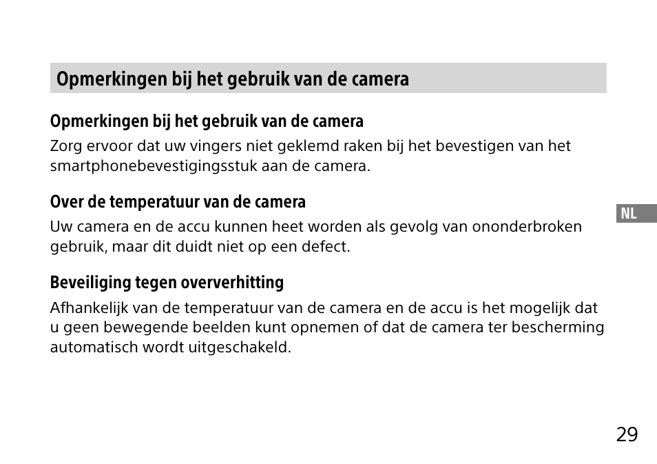 29 opmerkingen bij het gebruik van de camera | Sony DSC-QX10 User Manual | Page 183 / 363