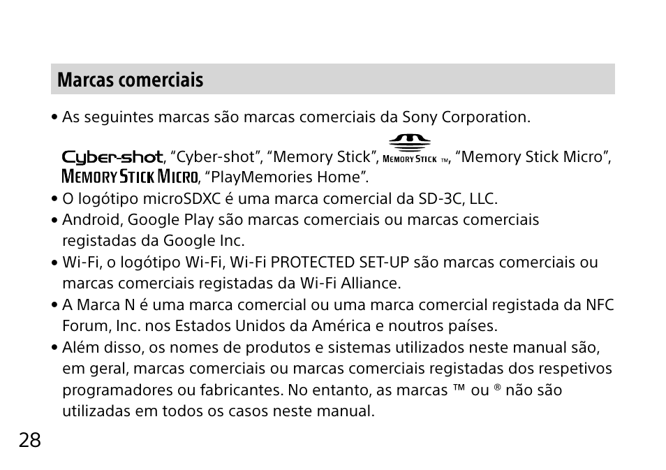 28 marcas comerciais | Sony DSC-QX10 User Manual | Page 212 / 363