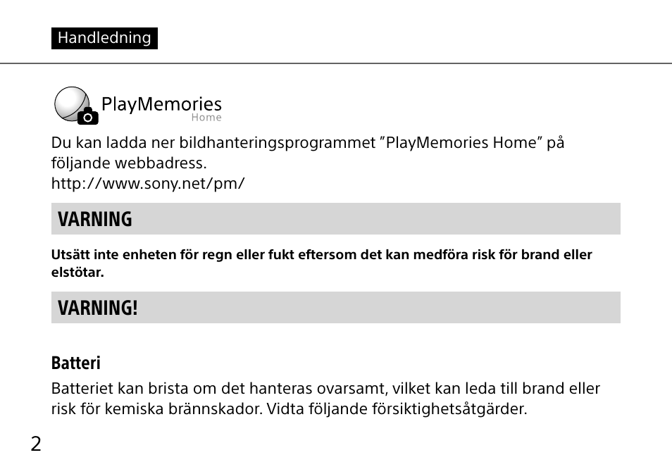 Svenska, Varning | Sony DSC-QX10 User Manual | Page 216 / 363