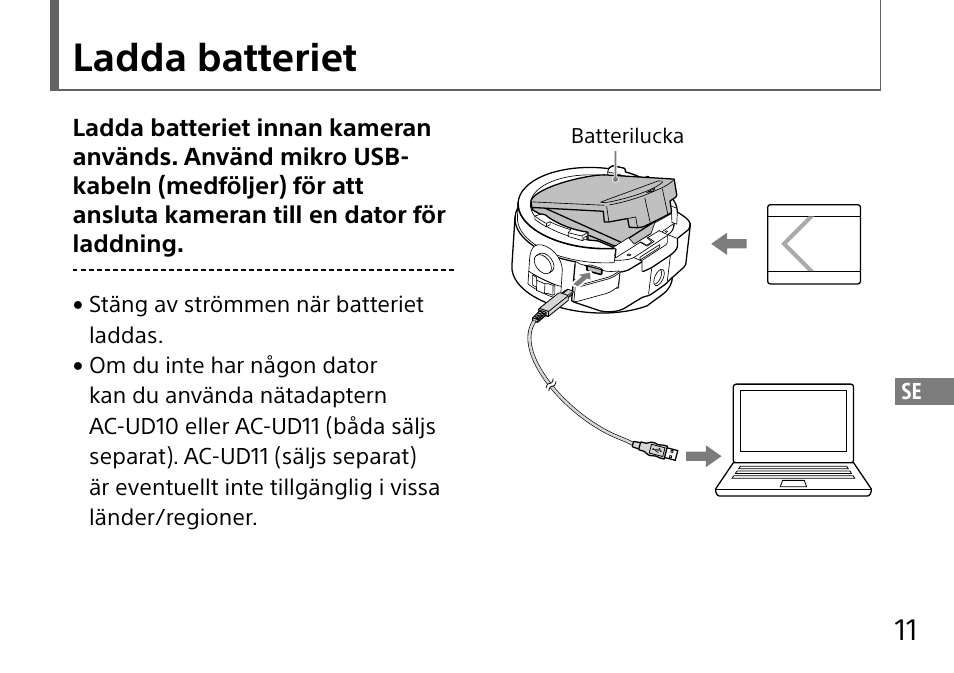Ladda batteriet | Sony DSC-QX10 User Manual | Page 225 / 363