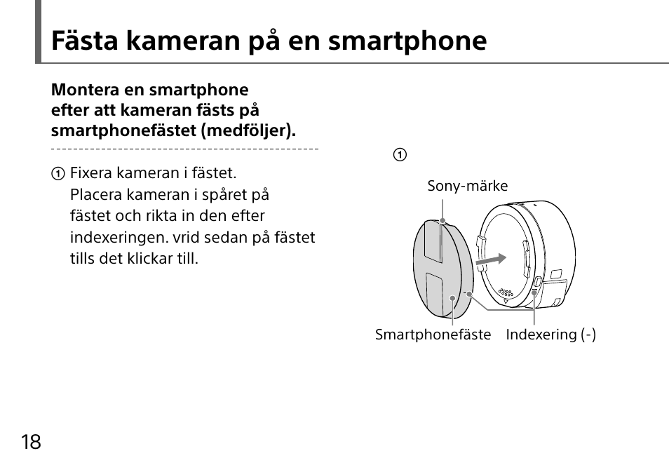 Fästa kameran på en smartphone | Sony DSC-QX10 User Manual | Page 232 / 363