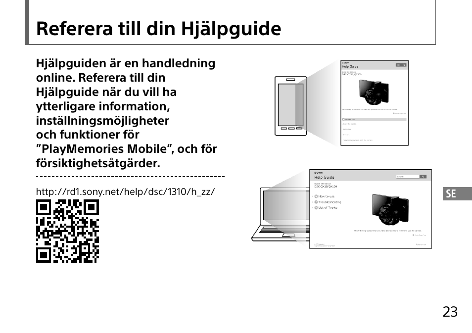 Referera till din hjälpguide | Sony DSC-QX10 User Manual | Page 237 / 363