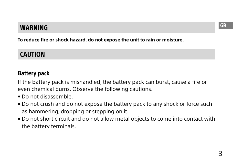 3warning, Caution | Sony DSC-QX10 User Manual | Page 3 / 363