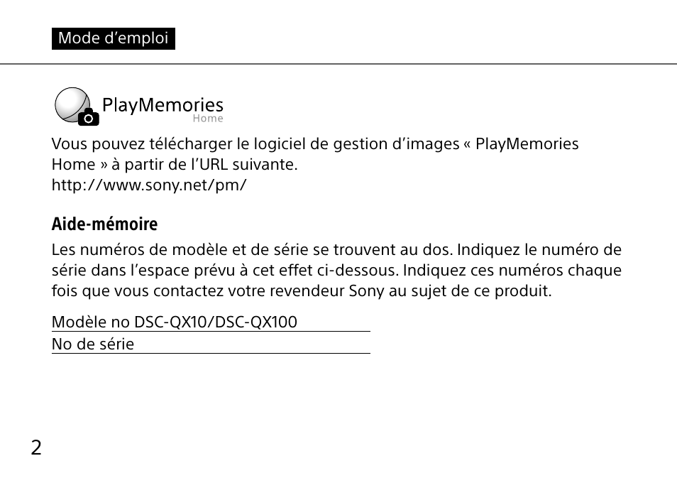 Français | Sony DSC-QX10 User Manual | Page 32 / 363