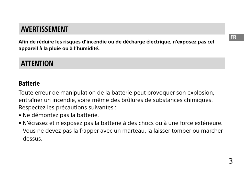 3avertissement, Attention | Sony DSC-QX10 User Manual | Page 33 / 363