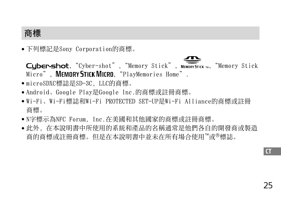 25 商標 | Sony DSC-QX10 User Manual | Page 331 / 363