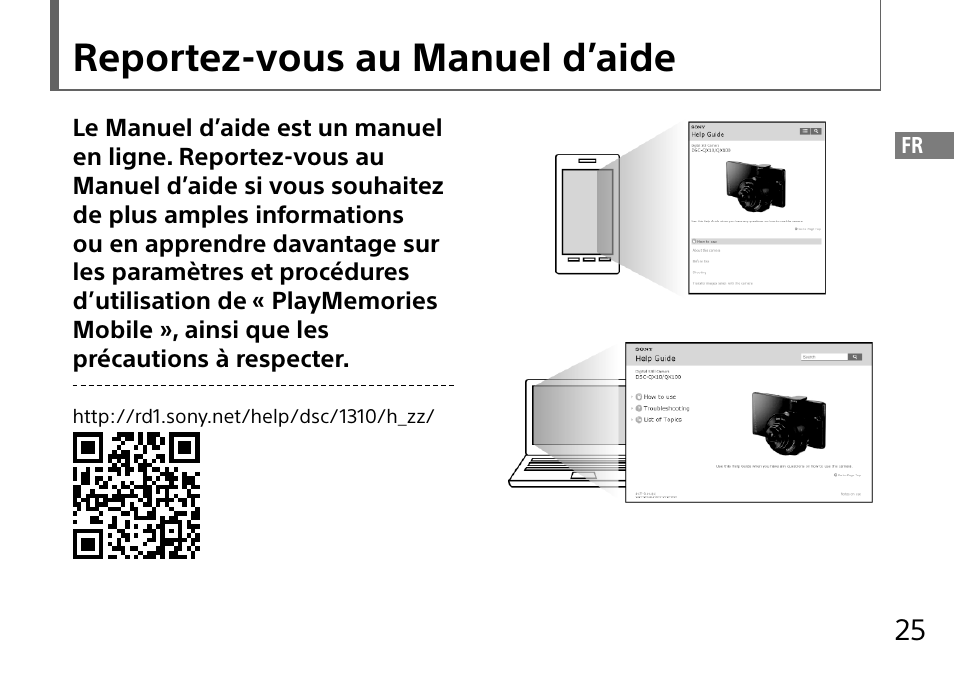 Reportez-vous au manuel d’aide | Sony DSC-QX10 User Manual | Page 55 / 363